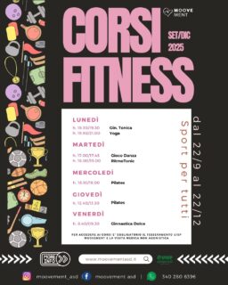 🎉 SI RIPARTE! 💪
Tornano i corsi sportivi al Polivalente di Pinasca! 🏃‍♀️⚽🧘‍♂️

📅 A partire da lunedì 22 settembre, vi aspettiamo per una nuova stagione all'insegna dello sport, del divertimento e del benessere per tutte le età!

Che tu voglia rimetterti in forma, provare qualcosa di nuovo o semplicemente divertirti in compagnia… abbiamo il corso giusto per te!

✅ Attività per bambini, ragazzi, adulti e senior
✅ Istruttori qualificati
✅ Ambiente accogliente e motivante
✅ Spazi ampi 

📍 Dove? Al Centro Polivalente di Pinasca
ℹ️ Info e iscrizioni: scrivi in DM per info e costi!

Non vediamo l’ora di rivedervi in movimento con noi! 💥

#moovementasd